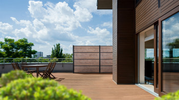 planeo Gardence Resistant - Clôture à emboîter HPL aspect bois 180 x 183 cm