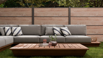 planeo Gardence Resistant - Clôture à emboîter HPL aspect bois 180 x 183 cm