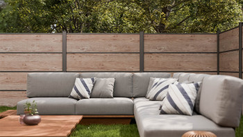 planeo Gardence Resistant - Clôture à emboîter HPL aspect bois 180 x 183 cm