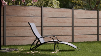 planeo Gardence Resistant - Clôture à emboîter HPL aspect bois 180 x 183 cm