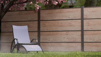 planeo Gardence Resistant - Clôture à emboîter HPL aspect bois 180 x 183 cm
