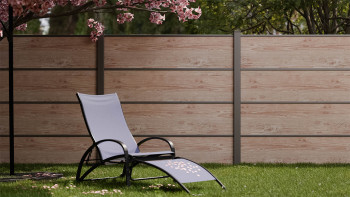 planeo Gardence Resistant - Clôture à emboîter HPL aspect bois 180 x 183 cm