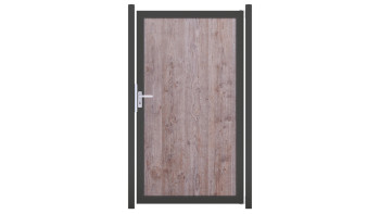 planeo Gardence Resistant - Pare-vue HPL Porte aspect bois | avec cadre aluminium DB703 anthracite