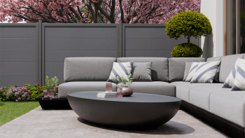 planeo Gardence Simply Guard - Clôture de jardin en PVC gris anthracite avec cadre en aluminium anthracite 180 x 180 cm