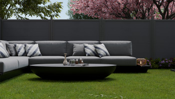 planeo Gardence Simply Guard - Clôture de jardin en PVC gris anthracite avec cadre en aluminium anthracite 180 x 180 cm