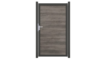 planeo Gardence Simply Guard - Porte universelle en PVC Monument Oak avec cadre en aluminium anthracite | DB703 100 x 180 cm