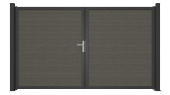 planeo Gardence Simply Guard - Porte en PVC - DIN gauche 2 vantaux Grey Ash Cut avec cadre en aluminium anthracite | DB703 300 x 180 cm