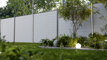 planeo Gardence Simply Small - Clôture à emboîter en PVC gris argenté 180 x 180 cm