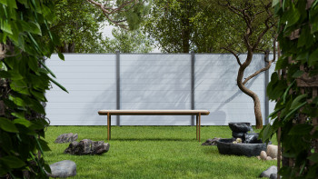 planeo Gardence Simply Small - Clôture à emboîter en PVC gris argenté 180 x 180 cm