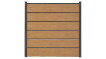 planeo Gardence Simply Premium - Clôture PVC à emboîter chêne cendré naturel avec pilastres anthracite 180 x 180 cm