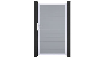 planeo Gardence Simply Small - Porte universelle en PVC gris argenté avec cadre en aluminium argenté | EV1 100 x 180 cm