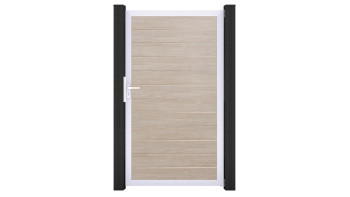 planeo Gardence Simply Small - Porte universelle en PVC Sheffield Oak avec cadre en aluminium argent | EV1 100 x 180 cm