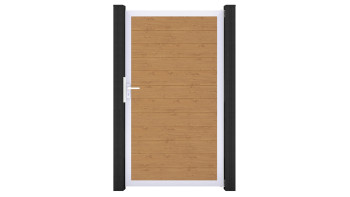 planeo Gardence Simply Small - Porte universelle en PVC chêne cendré naturel avec cadre en aluminium argenté | EV1 100 x 180 cm