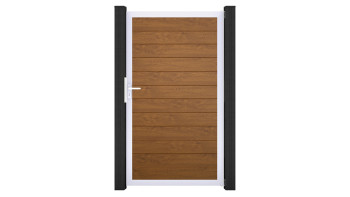 planeo Gardence Simply Small - Porte universelle en PVC Golden Oak avec cadre en aluminium argent | EV1 100 x 180 cm
