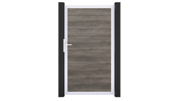 planeo Gardence Simply Small - Porte universelle en PVC Monument Oak avec cadre en aluminium argent | EV1 100 x 180 cm