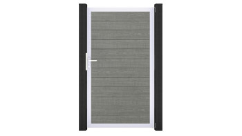 planeo Gardence Simply Small - Porte universelle en PVC Grey Ash Cut avec cadre en aluminium argent | EV1 100 x 180 cm