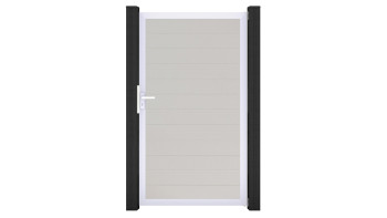 planeo Gardence Simply Small - Porte universelle en PVC blanc avec cadre en aluminium argenté | EV1 100 x 180 cm
