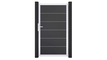 planeo Gardence Simply Premium - Porte universelle en PVC anthracite avec cadre en aluminium argenté | EV1 100 x 180 cm