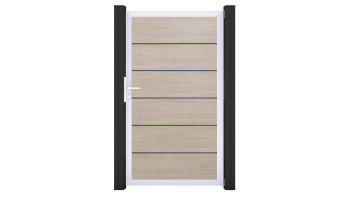planeo Gardence Simply Premium - Porte universelle en PVC Sheffield Oak avec cadre en aluminium argent | EV1 100 x 180 cm