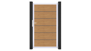 planeo Gardence Simply Premium - Porte universelle en PVC chêne cendré naturel avec cadre en aluminium argenté | EV1 100 x 180 cm