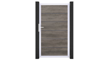 planeo Gardence Simply Premium - Porte universelle en PVC Monument Oak avec cadre en aluminium argent | EV1 100 x 180 cm