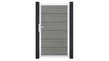 planeo Gardence Simply Premium - Porte universelle en PVC Grey Ash Cut avec cadre en aluminium argenté | EV1 100 x 180 cm