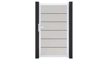 planeo Gardence Simply Premium - Porte universelle en PVC blanc avec cadre en aluminium argenté | EV1 100 x 180 cm