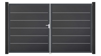 planeo Gardence Simply Premium - Porte PVC - DIN gauche 2 vantaux anthracite avec cadre alu anthracite | DB703 300 x 180 cm