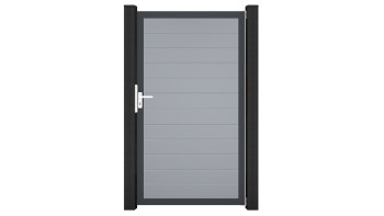 planeo Gardence Simply Small - Porte universelle en PVC gris argenté avec cadre en aluminium anthracite | DB703 100 x 180 cm