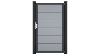 planeo Gardence Simply Premium - Porte universelle en PVC gris argenté avec cadre en aluminium anthracite | DB703 100 x 180 cm
