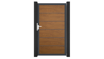 planeo Gardence Simply Premium - Porte universelle en PVC Golden Oak avec cadre en aluminium anthracite | DB703 100 x 180 cm