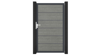 planeo Gardence Simply Premium - Porte universelle en PVC Grey Ash Cut avec cadre en aluminium anthracite | DB703 100 x 180 cm