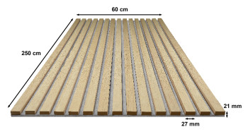 Panneaux acoustiques Skaben SilentWall Pro - Chêne brun clair - 250 x 60 cm