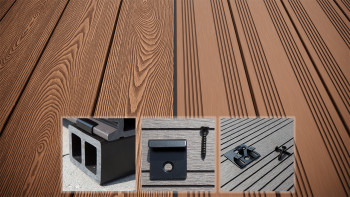 planeo SolidWood Kit complet de terrasse WPC Planche massive - brun clair français/structuré