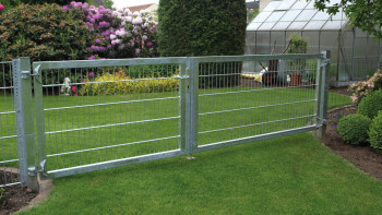 planeo Porte universelle lourde 2 vantaux Symétrique Galvanisée à chaud poteaux de porte inclus