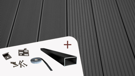 planeo Kit complet TitanWood massive gris foncé à structure cannelée