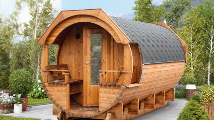 baril de sauna planeo Premium Svenja 2 monté sur thermowood