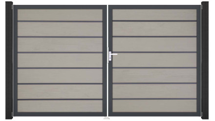planeo Gardence Deluxe - Porte composite DIN droite 2 vantaux bicolore sable avec cadre aluminium Anthracite