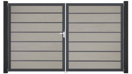 planeo Gardence Deluxe - Porte composite DIN gauche 2 vantaux bicolore sable avec cadre aluminium Anthracite