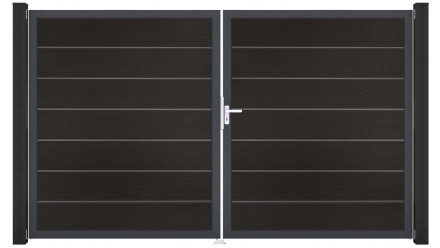 planeo Gardence Deluxe - Porte composite DIN droite 2 vantaux noir co-ex avec cadre alu Anthracite