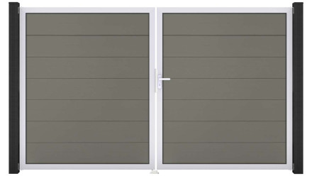 planeo Gardence Strong XL - Porte composite DIN droite 2 vantaux gris avec cadre aluminium argenté