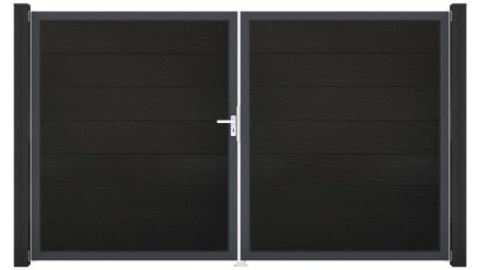 planeo Gardence Strong XL - Porte composite DIN gauche 2 vantaux noir co-ex avec cadre alu Anthracite