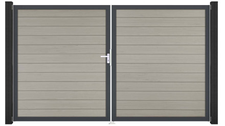 planeo Gardence Strong - Porte composite DIN droite 2 vantaux bicolore sable avec cadre aluminium Anthracite