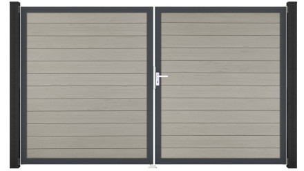 planeo Gardence Strong - Porte composite DIN gauche 2 vantaux bicolore sable avec cadre alu Anthracite