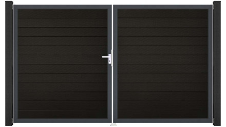 planeo Gardence Strong - Porte composite DIN gauche 2 vantaux noir co-ex avec cadre alu Anthracite