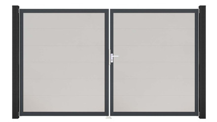 planeo Gardence Simply - Porte PVC DIN droite 2 vantaux blanc avec cadre alu Anthracite