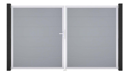 planeo Gardence Simply - Porte PVC DIN gauche 2 vantaux gris argenté avec cadre aluminium argenté