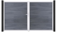 planeo Gardence Strong XL - Porte composite DIN gauche 2 vantaux gris pierre co-ex avec cadre aluminium argenté