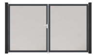 planeo Gardence Simply - Porte PVC DIN gauche 2 vantaux blanc avec cadre alu Anthracite
