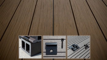 planeo AntikWood terrasse en WPC kit complet planche massive - brun vieilli
